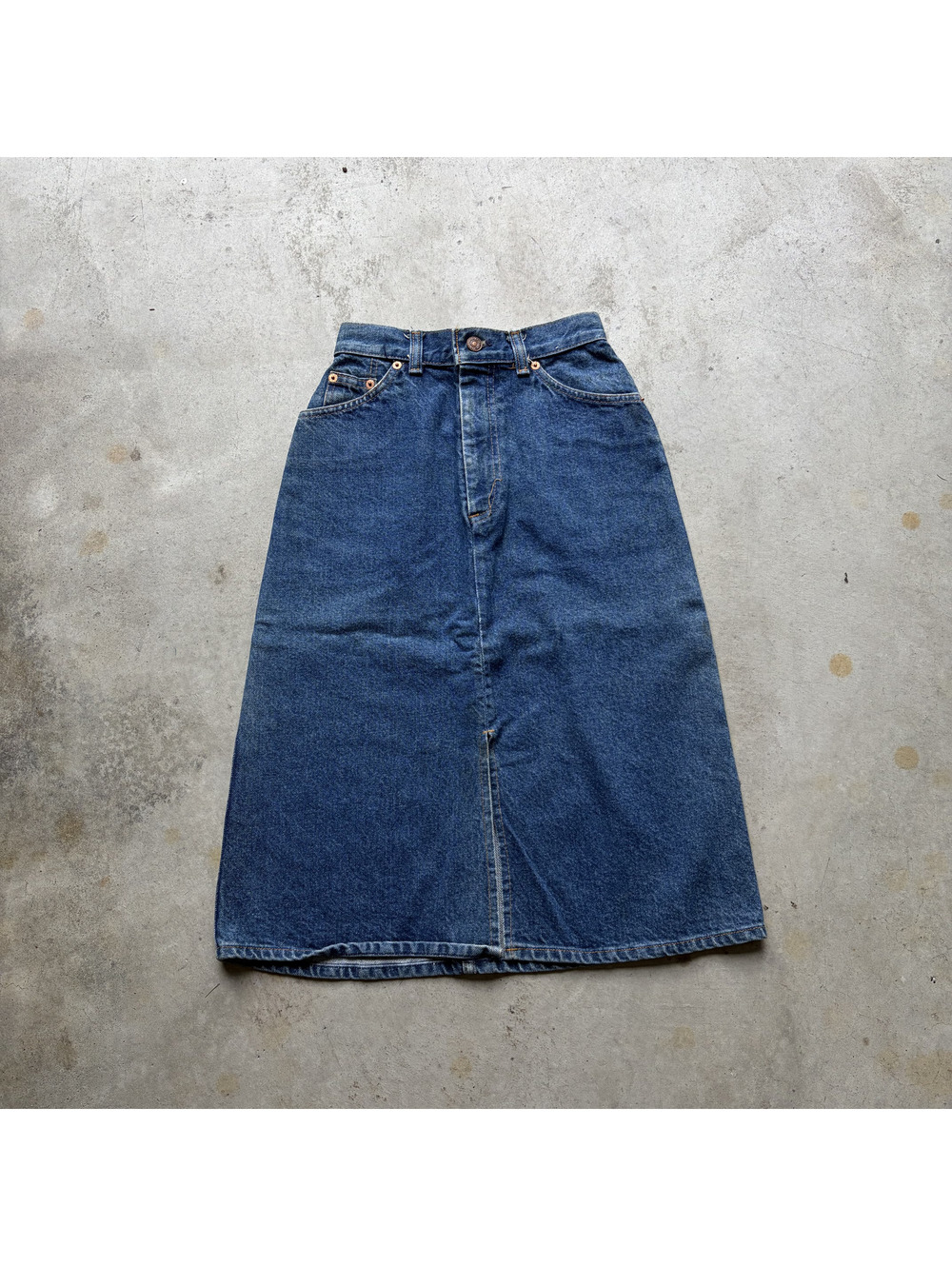 Orange Tab Levi's Denim Skirt Mid-Length Blue Jean Skirt